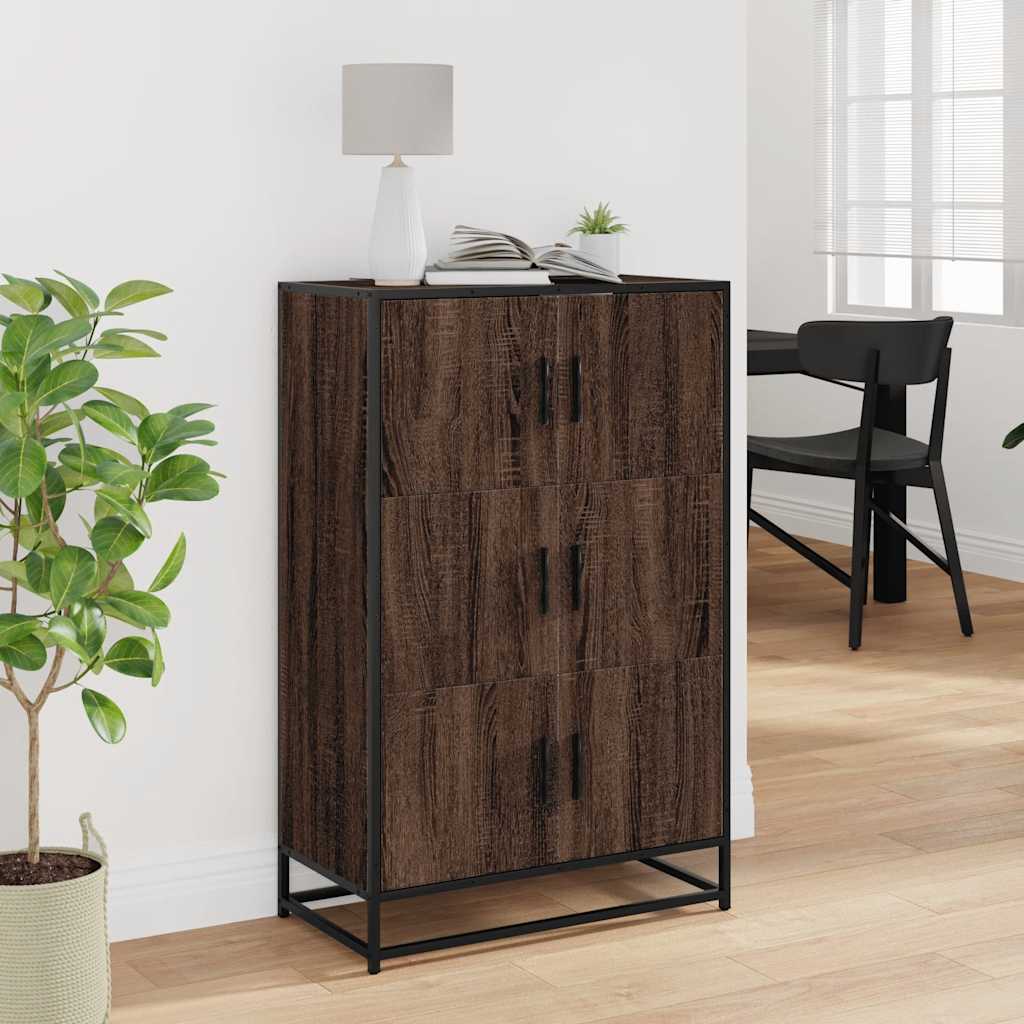 Buffet haut chêne marron 68x35x106,5 cm bois ingénierie métal - XIOS