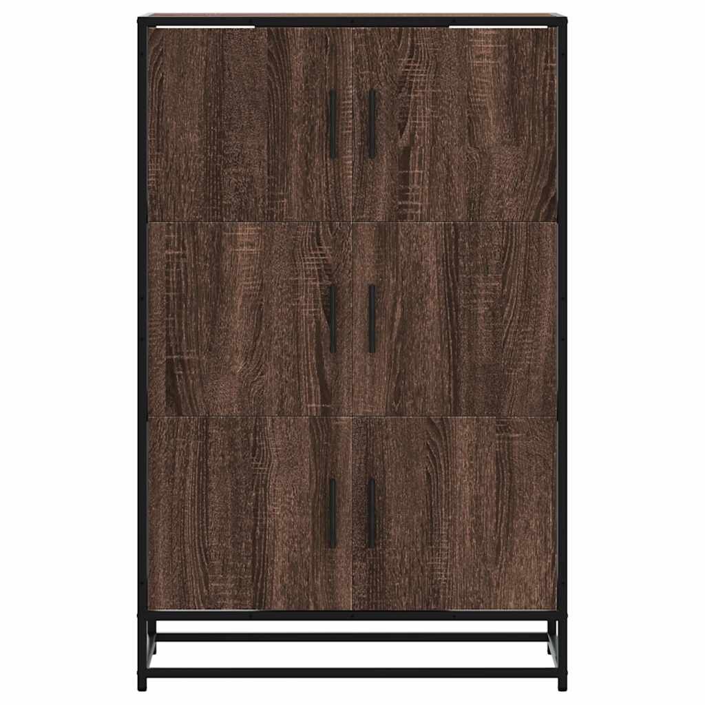 Buffet haut chêne marron 68x35x106,5 cm bois ingénierie métal - XIOS