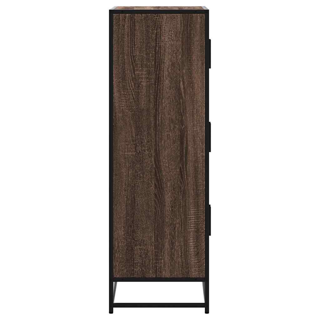 Buffet haut chêne marron 68x35x106,5 cm bois ingénierie métal - XIOS