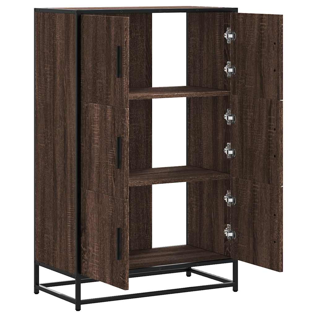 Buffet haut chêne marron 68x35x106,5 cm bois ingénierie métal - XIOS