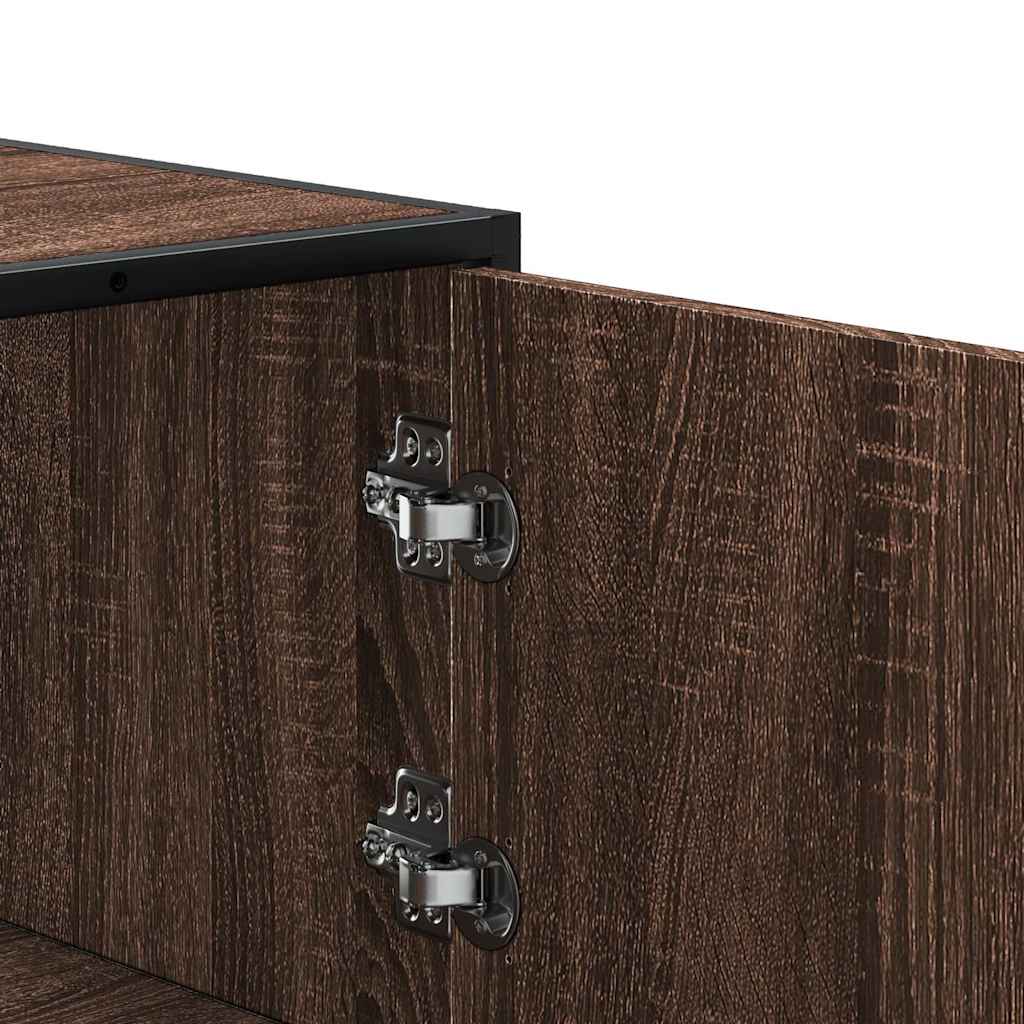 Buffet haut chêne marron 68x35x106,5 cm bois ingénierie métal - XIOS