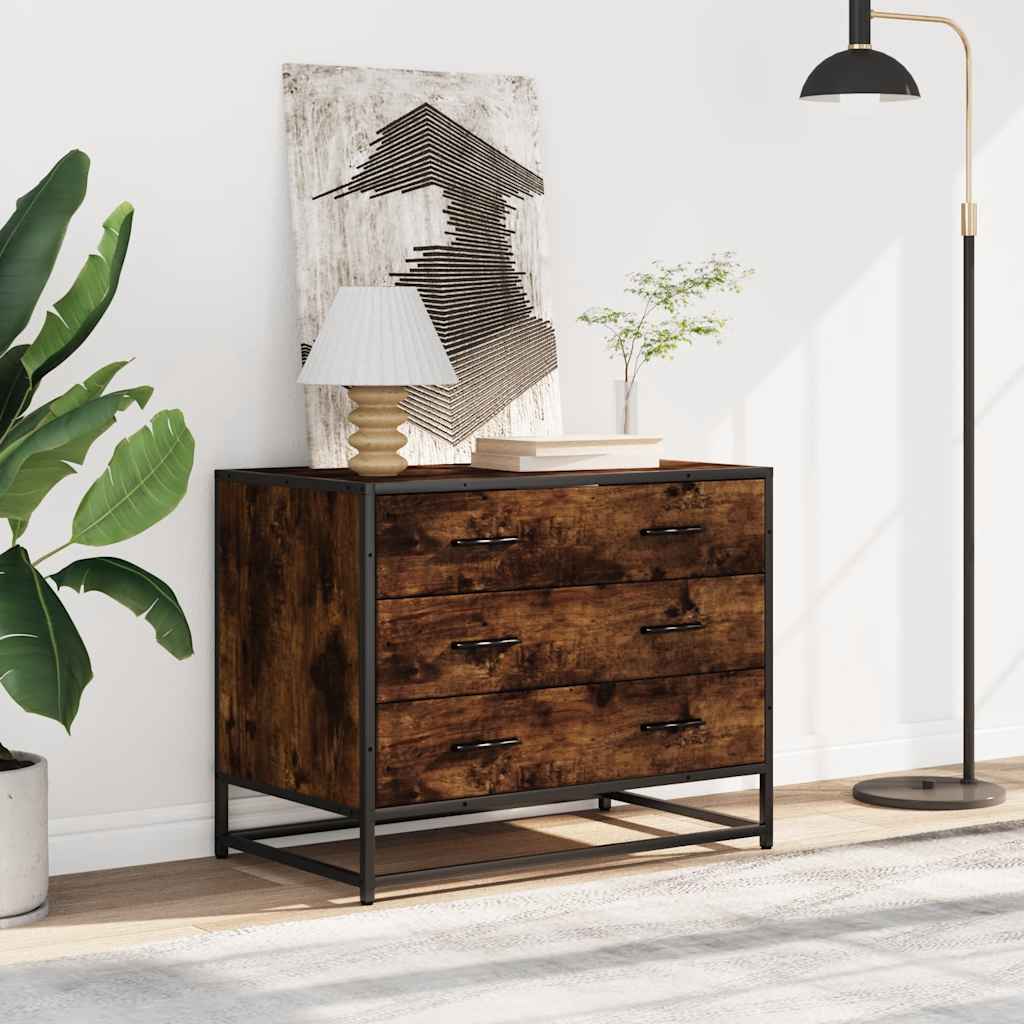 Commode chêne fumé 70x41x56 cm bois d'ingénierie - XIOS