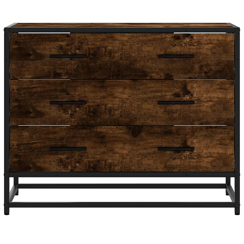 Commode chêne fumé 70x41x56 cm bois d'ingénierie - XIOS
