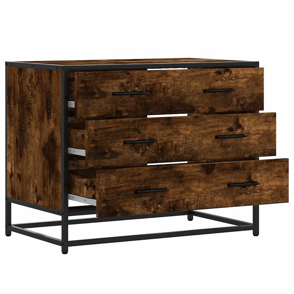 Commode chêne fumé 70x41x56 cm bois d'ingénierie - XIOS