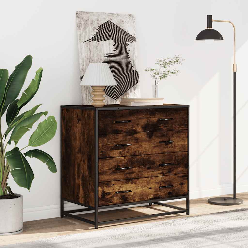 Commode chêne fumé 70x41x70 cm bois d'ingénierie - XIOS