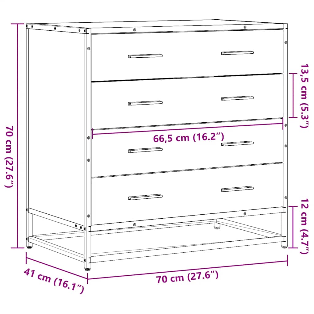 Commode sonoma gris 70x41x70 cm bois d'ingénierie - XIOS