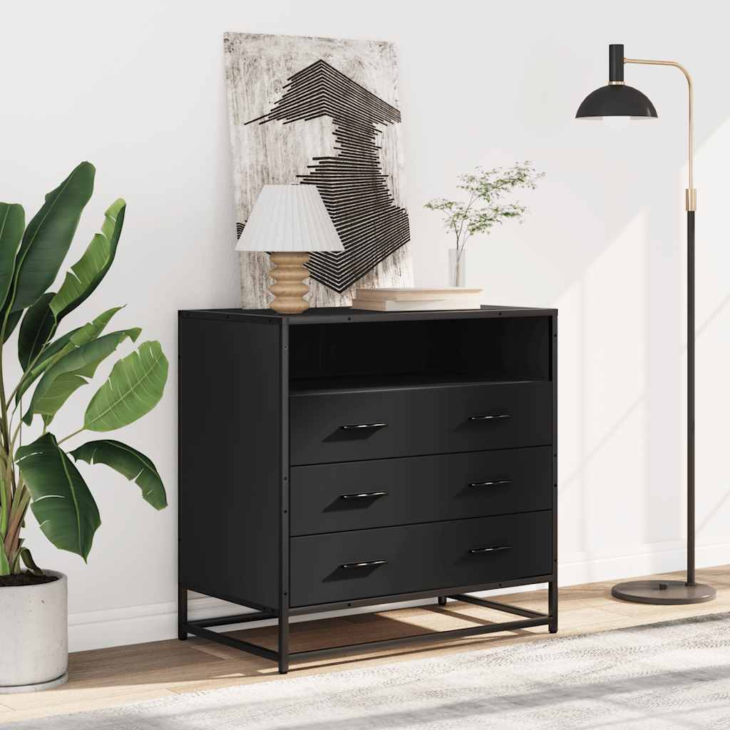 Commode noir 70x41x70 cm bois d'ingénierie - XIOS