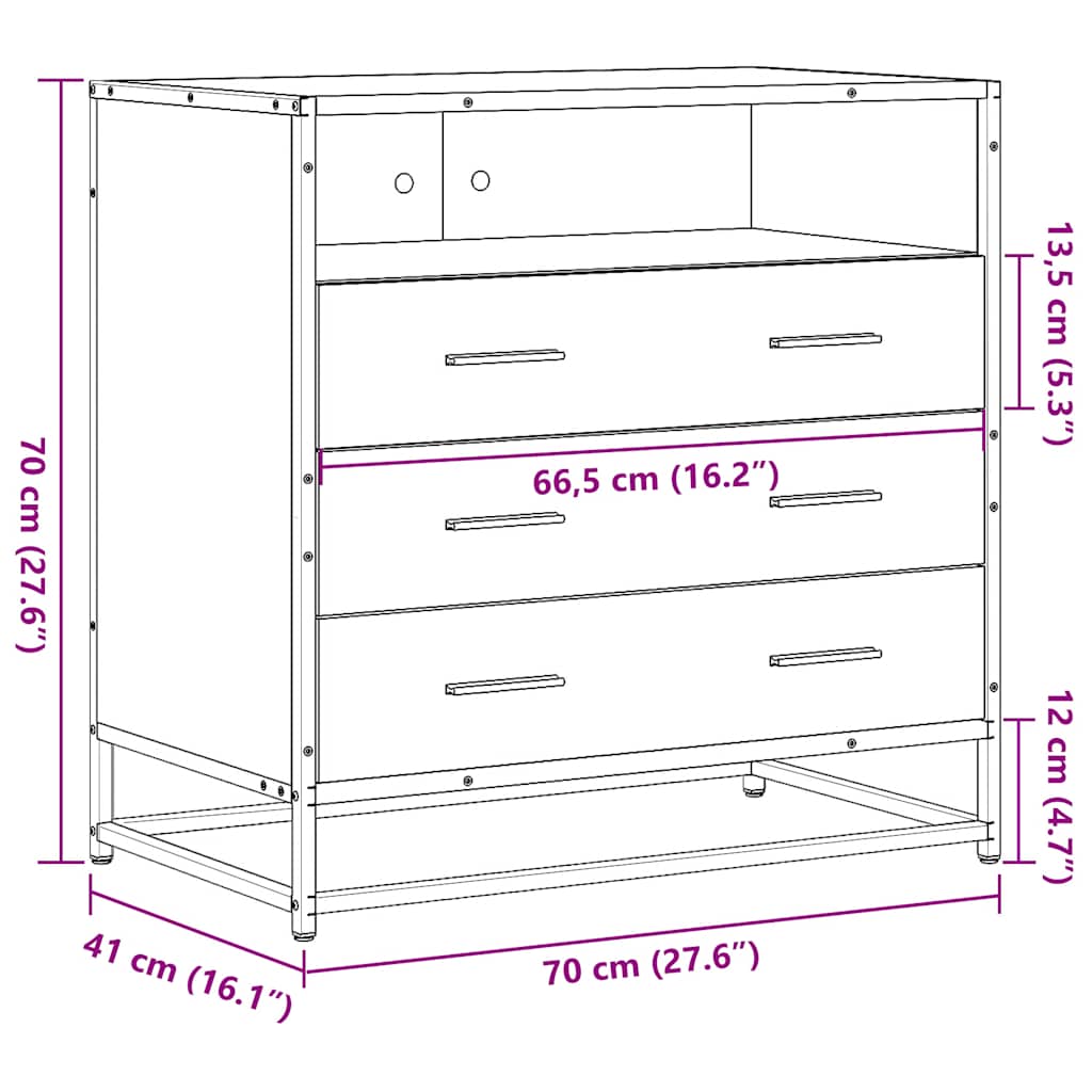 Commode noir 70x41x70 cm bois d'ingénierie - XIOS
