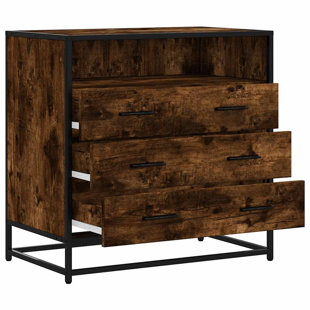 Commode chêne fumé 70x41x70 cm bois d'ingénierie - XIOS