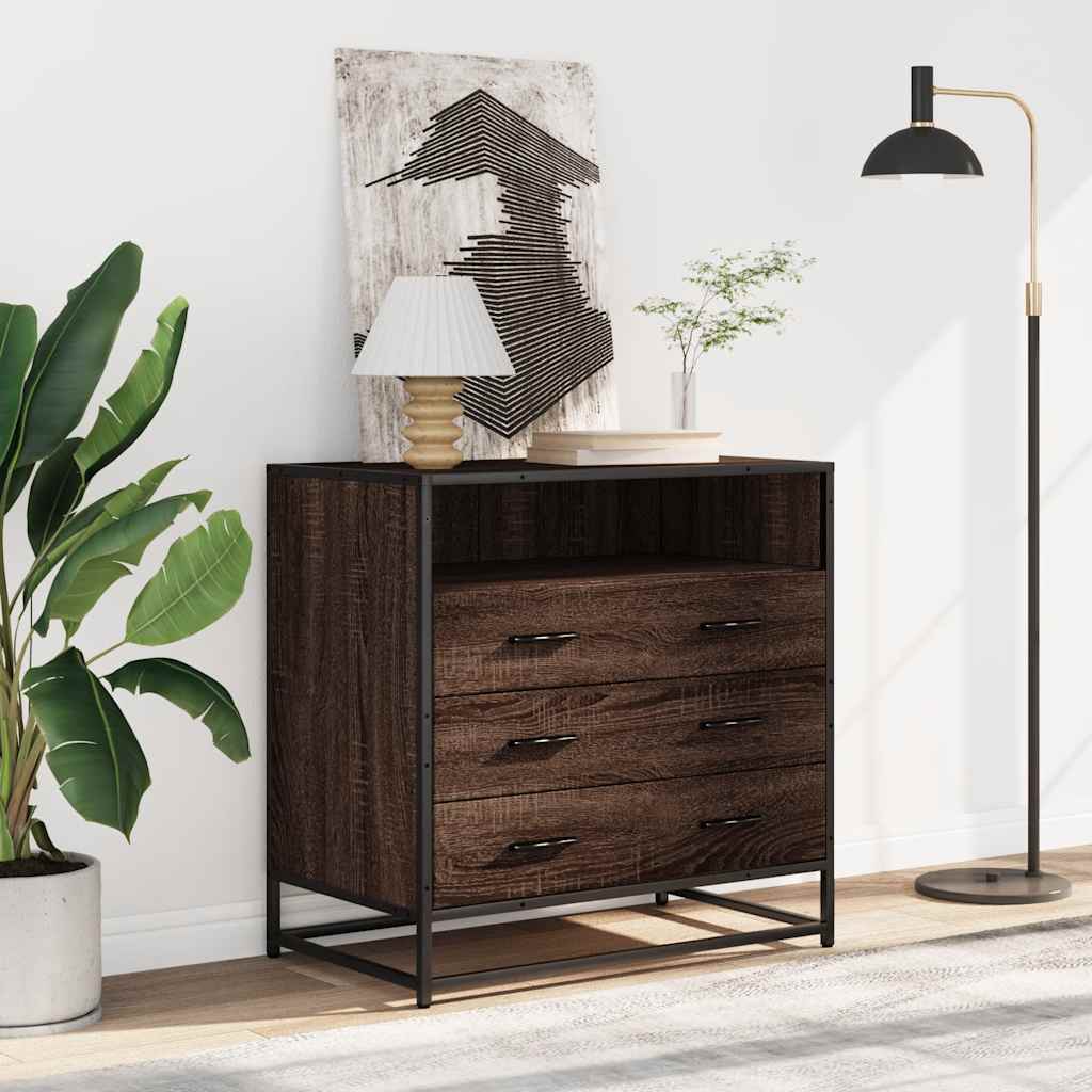 Commode chêne marron 70x41x70 cm bois d'ingénierie - XIOS