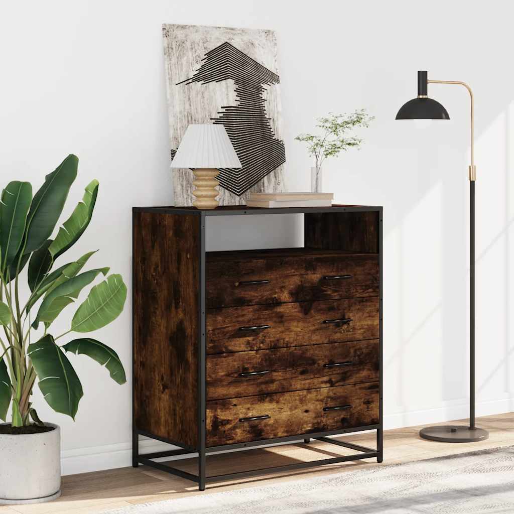 Commode chêne fumé 70x41x83,5 cm bois d'ingénierie - XIOS