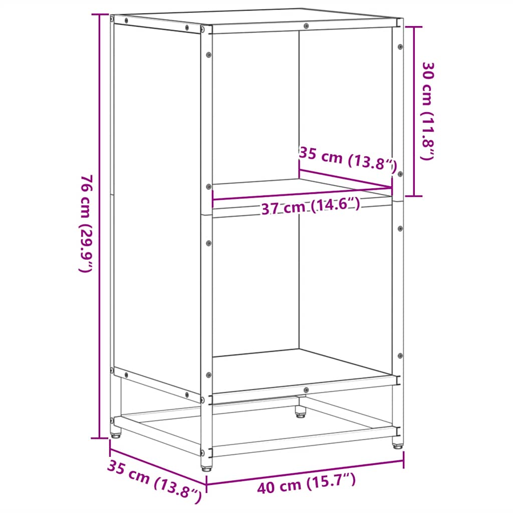 Bibliothèque chêne fumé 40x35x76 cm bois d'ingénierie - XIOS