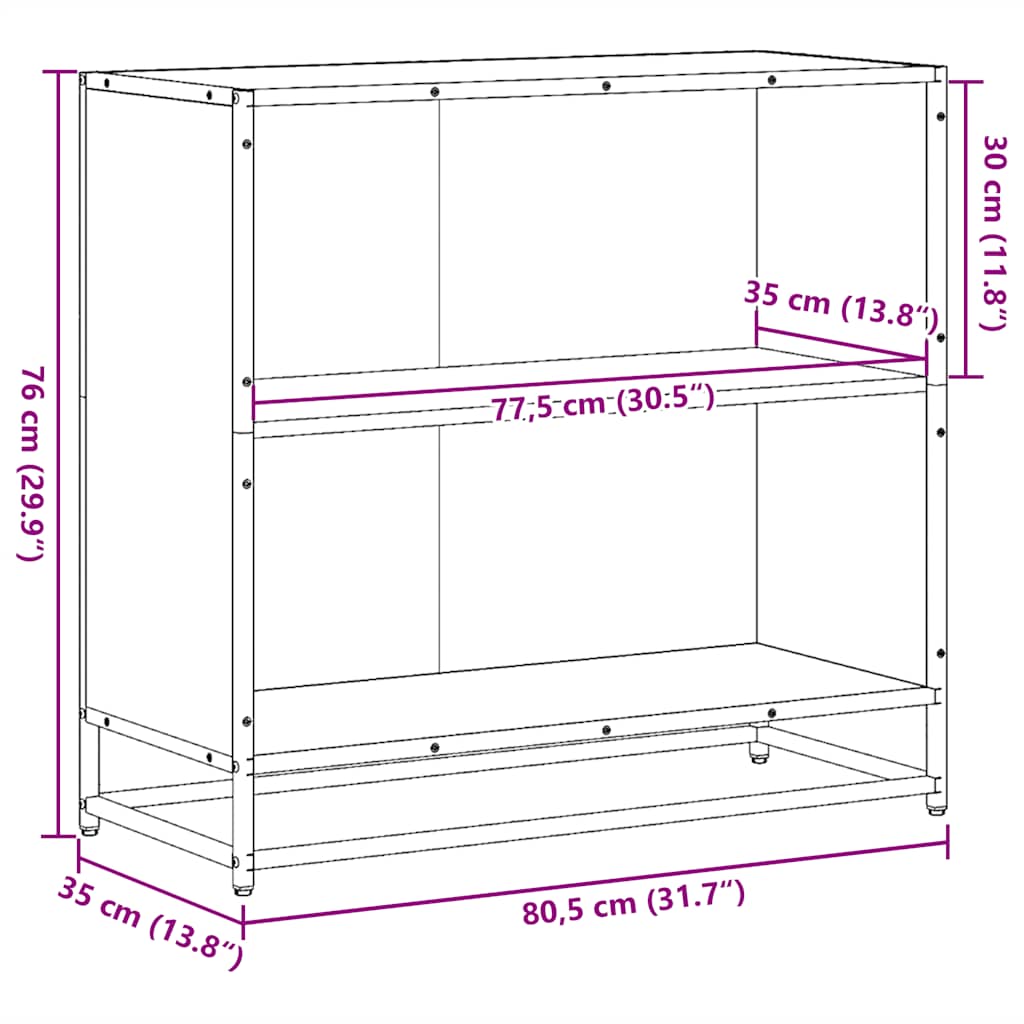 Bibliothèque chêne marron 80,5x35x76 cm bois d'ingénierie - XIOS