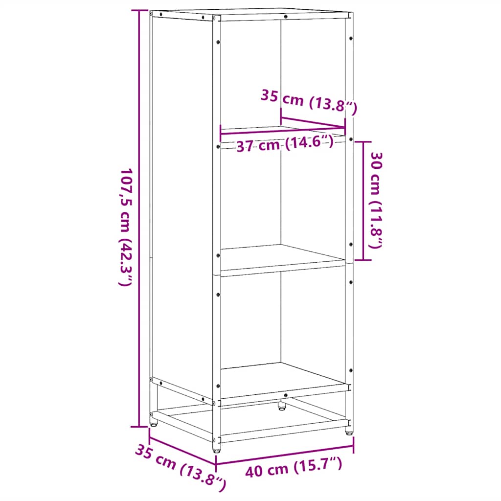 Bibliothèque sonoma gris 40x35x107,5 cm bois d'ingénierie - XIOS
