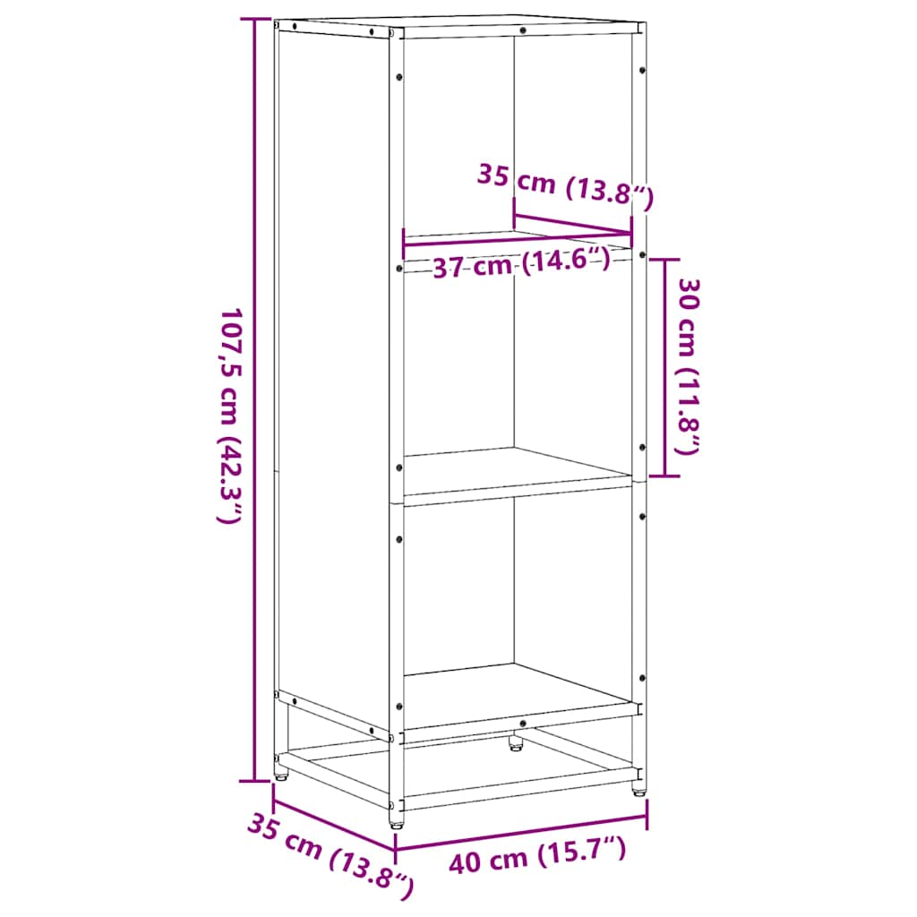 Bibliothèque chêne marron 40x35x107,5 cm bois d'ingénierie - XIOS