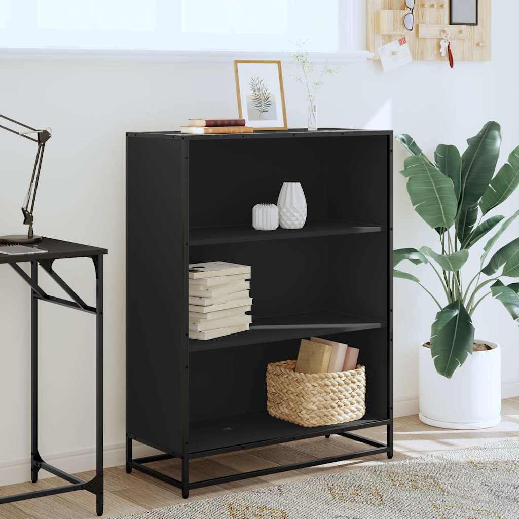 Bibliothèque noir 80,5x35x107,5 cm bois d'ingénierie - XIOS