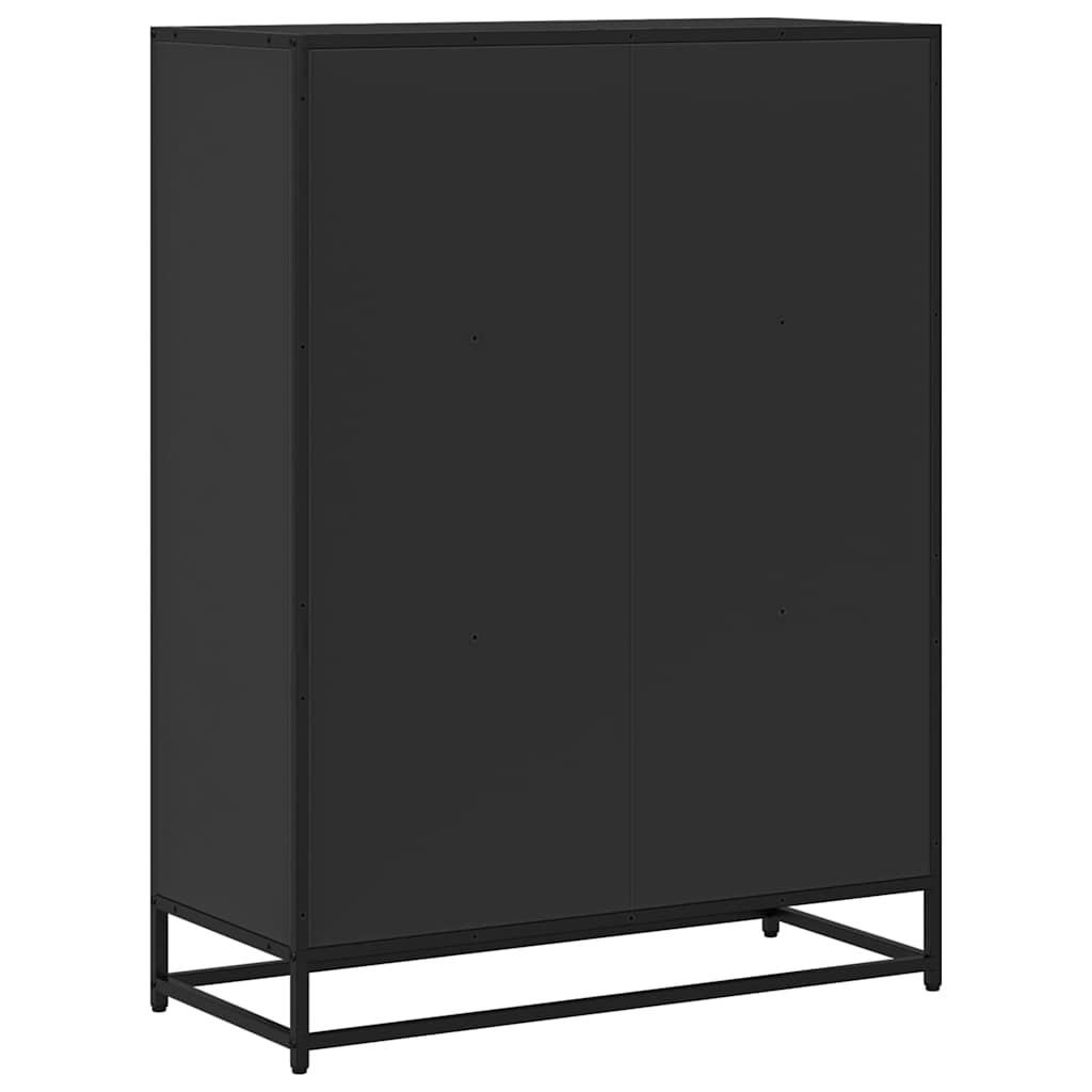 Bibliothèque noir 80,5x35x107,5 cm bois d'ingénierie - XIOS