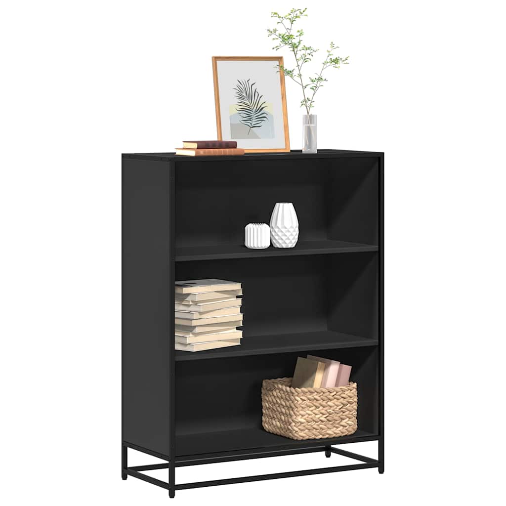 Bibliothèque noir 80,5x35x107,5 cm bois d'ingénierie - XIOS