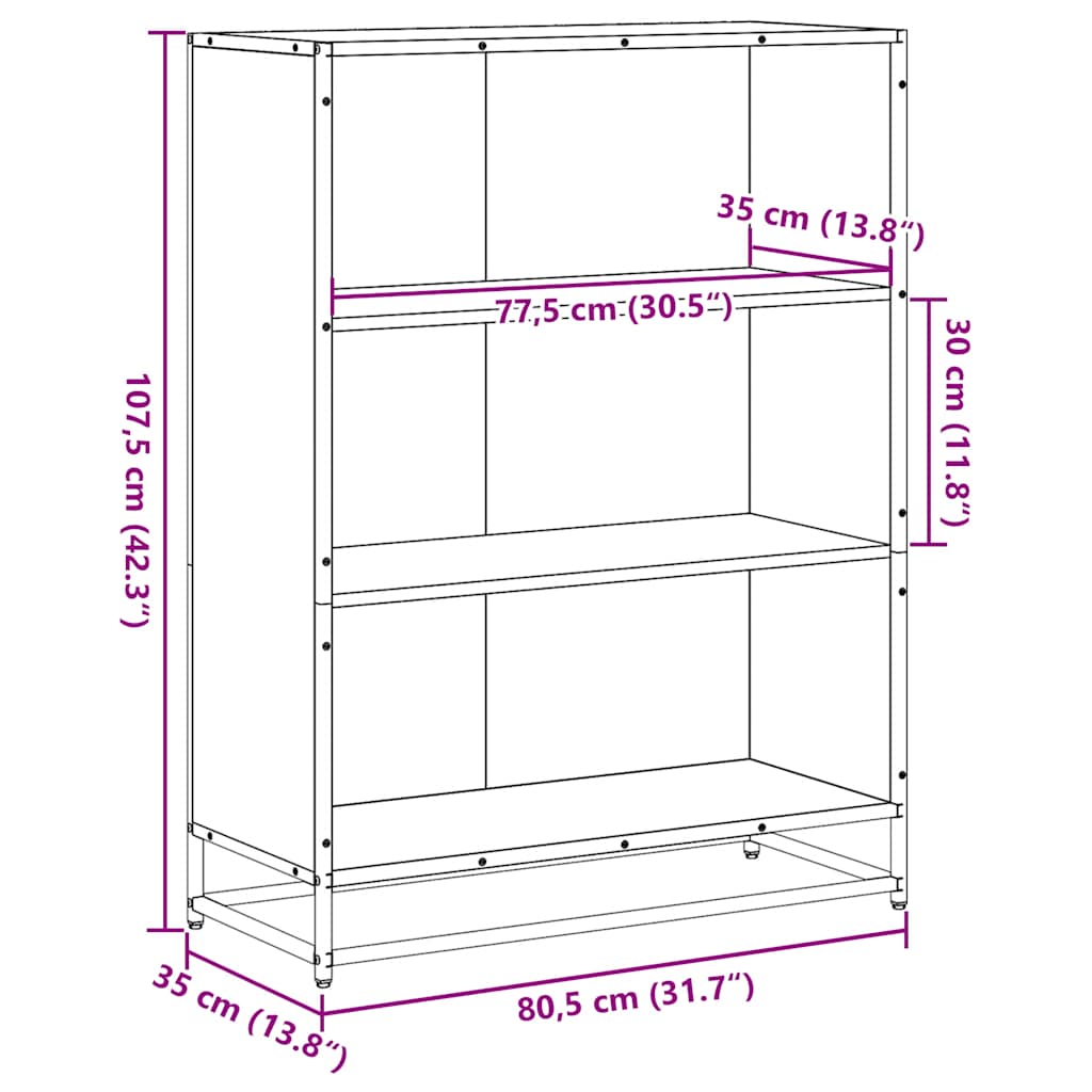 Bibliothèque chêne fumé 80,5x35x107,5 cm bois d'ingénierie - XIOS