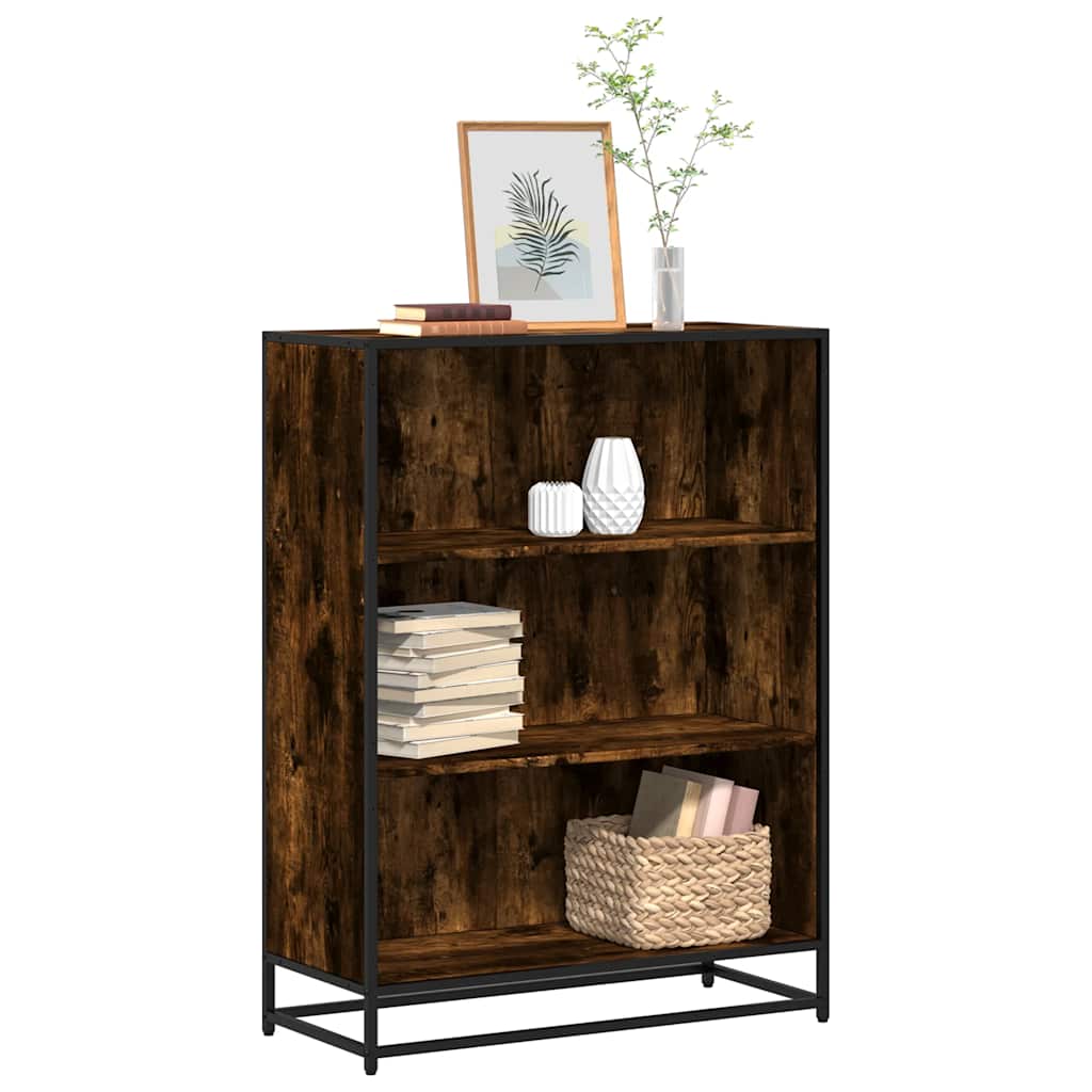 Bibliothèque chêne fumé 80,5x35x107,5 cm bois d'ingénierie - XIOS