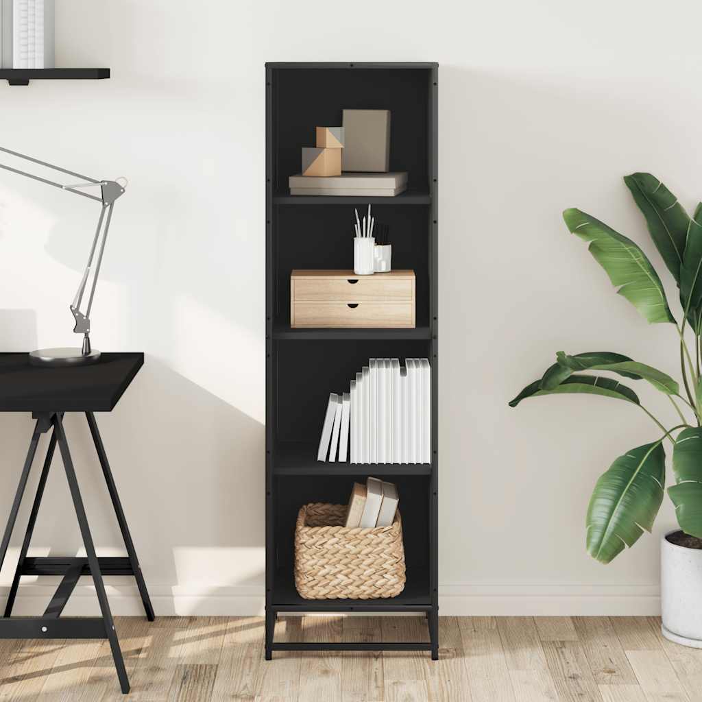 Bibliothèque noir 40x35x139 cm bois d'ingénierie - XIOS