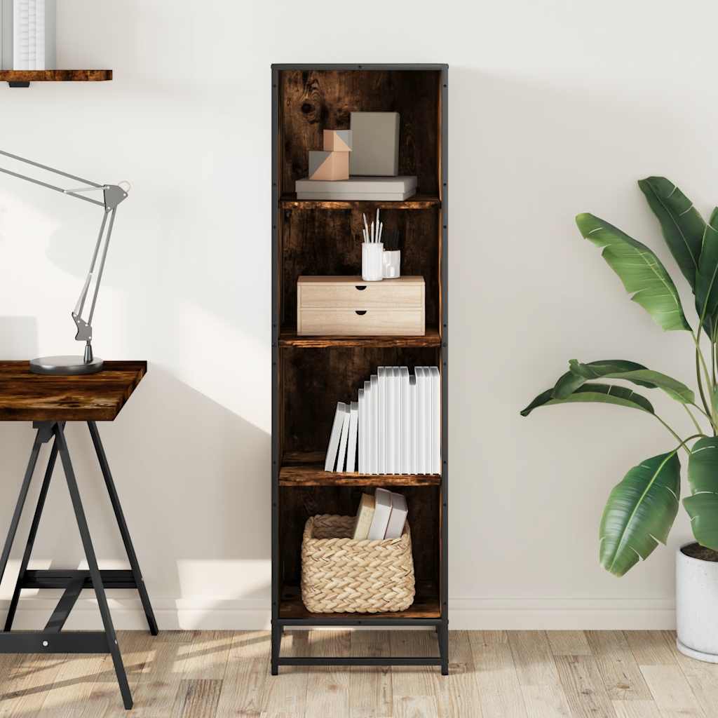 Bibliothèque chêne fumé 40x35x139 cm bois d'ingénierie - XIOS