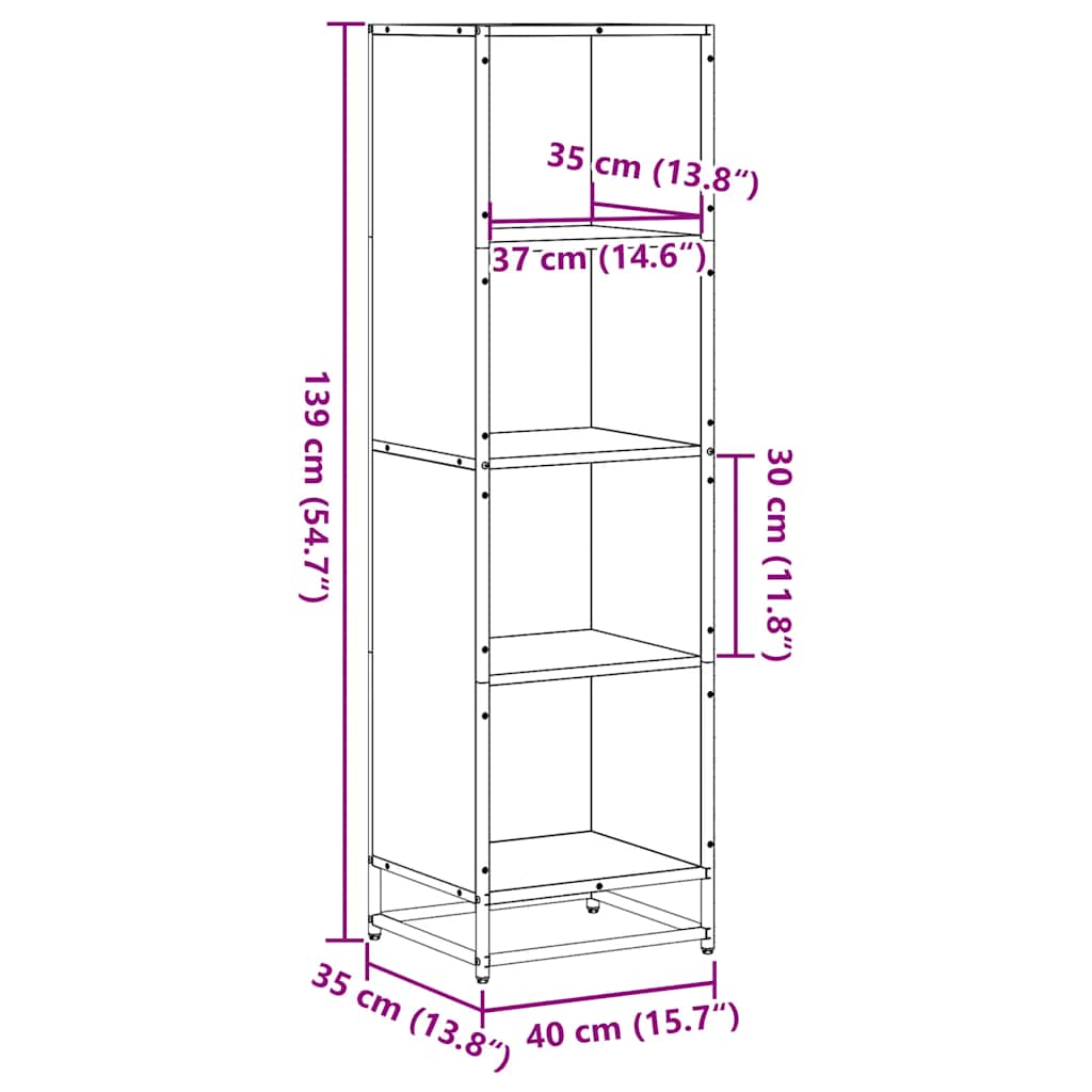 Bibliothèque chêne marron 40x35x139 cm bois d'ingénierie - XIOS