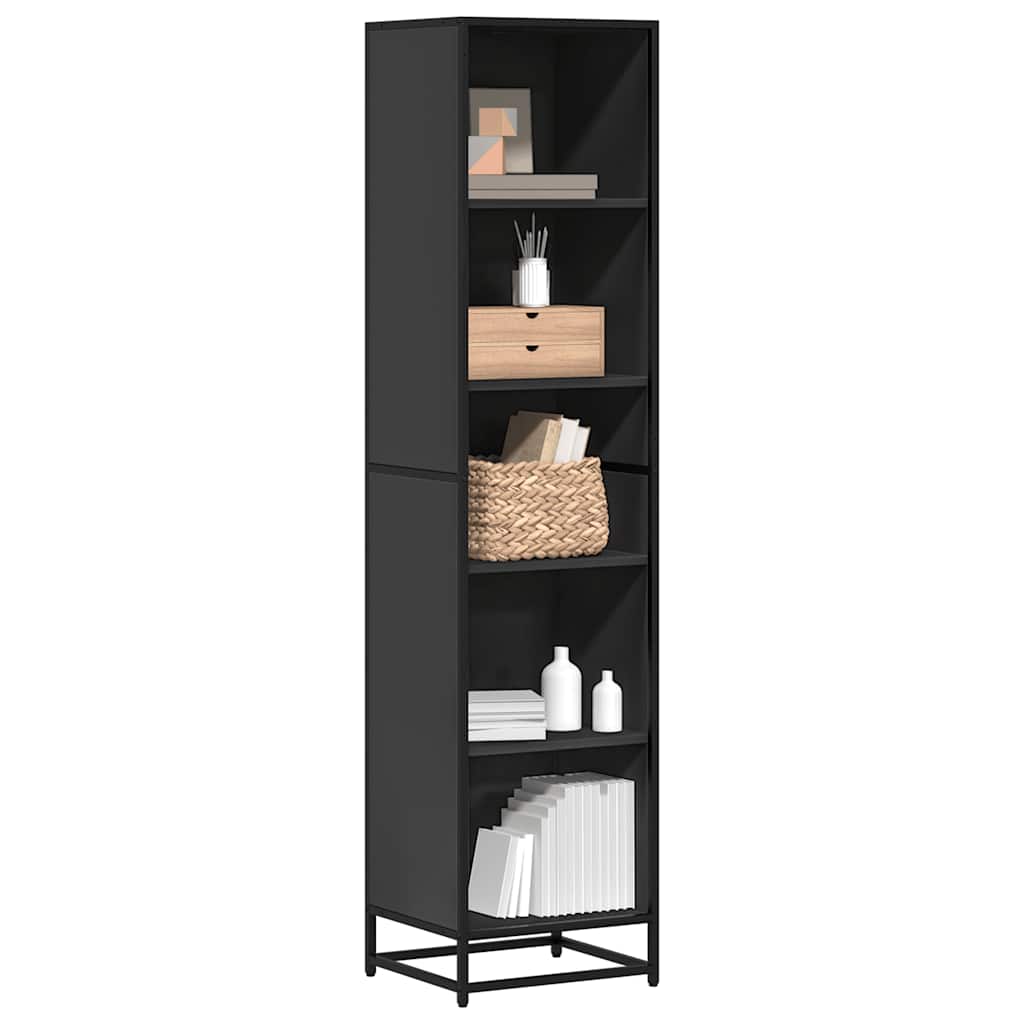 Bibliothèque noir 40x35x170,5 cm bois d'ingénierie - XIOS