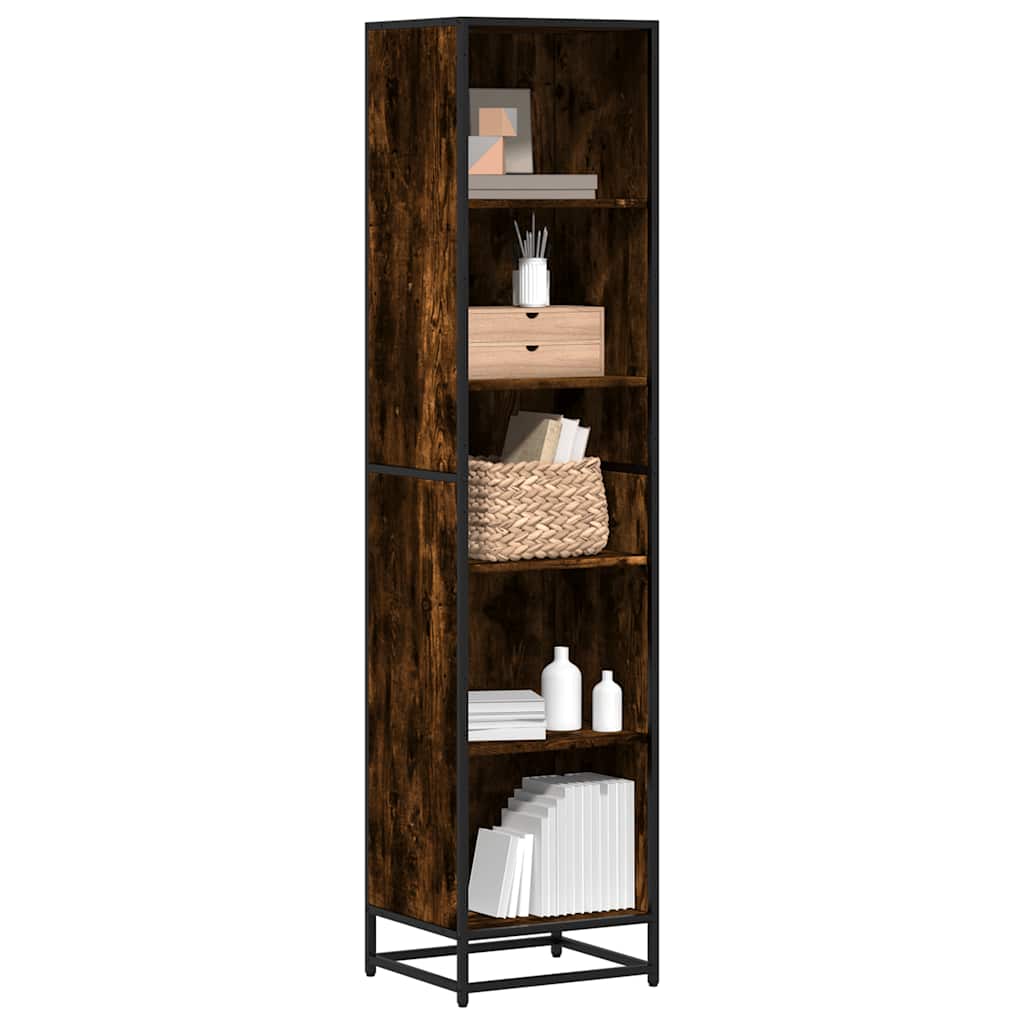 Bibliothèque chêne fumé 40x35x170,5 cm bois d'ingénierie - XIOS