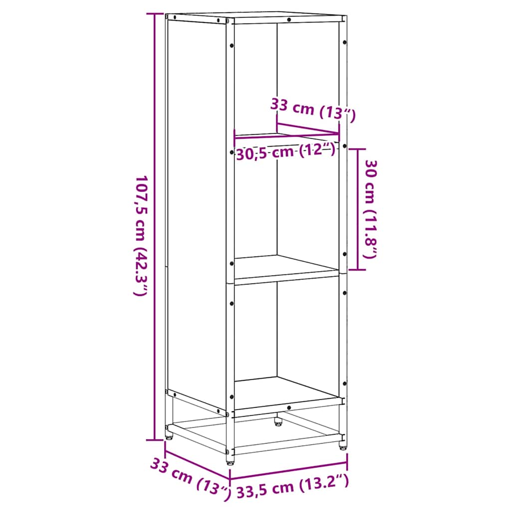Bibliothèque sonoma gris 33,5x33x107,5 cm bois d'ingénierie - XIOS