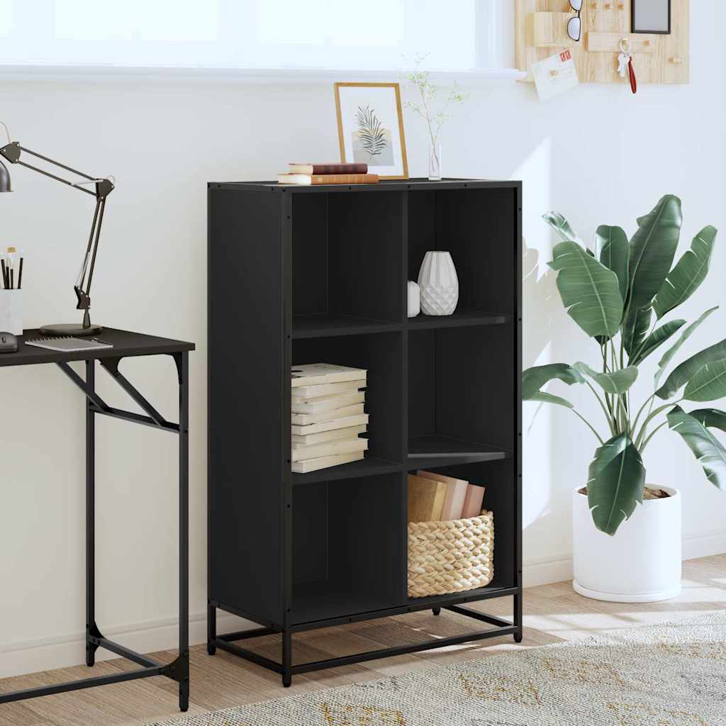 Bibliothèque noir 65,5x33x107,5 cm bois d'ingénierie - XIOS
