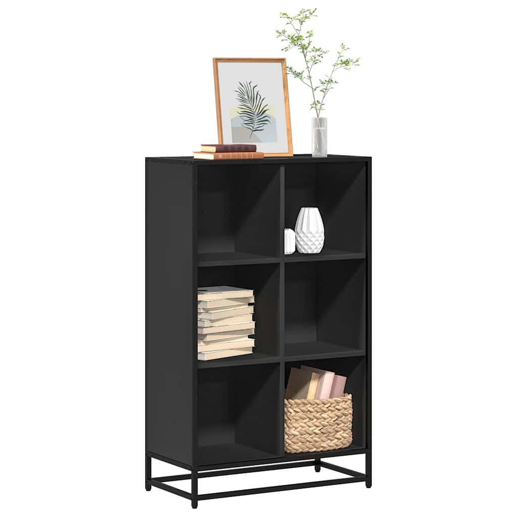 Bibliothèque noir 65,5x33x107,5 cm bois d'ingénierie - XIOS