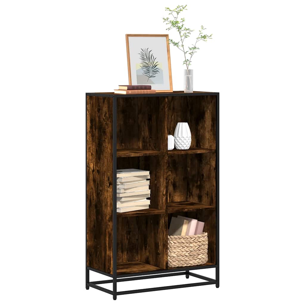 Bibliothèque chêne fumé 65,5x33x107,5 cm bois d'ingénierie - XIOS