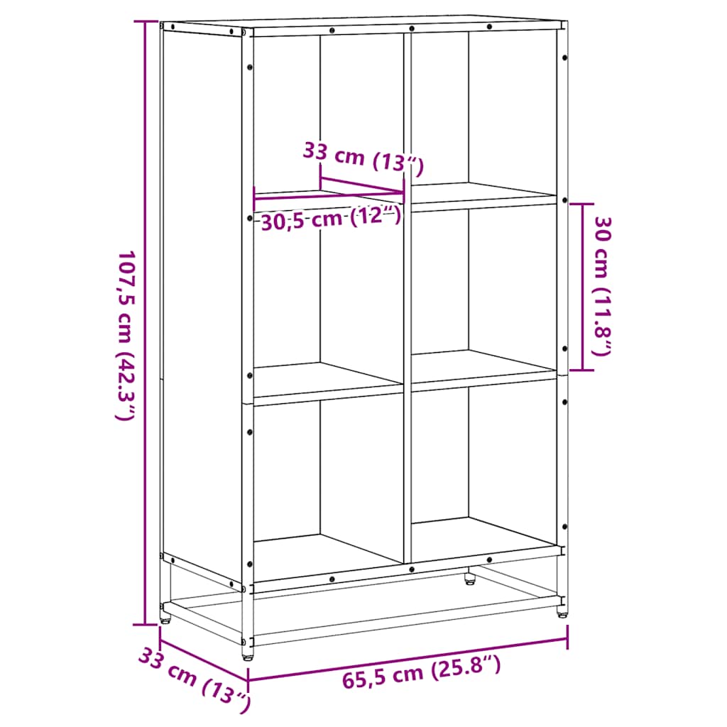 Bibliothèque chêne marron 65,5x33x107,5 cm bois d'ingénierie - XIOS