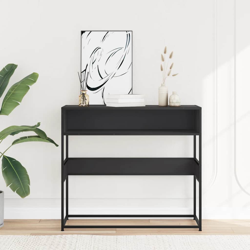 Table console noir 90x35x80 cm bois d'ingénierie - XIOS