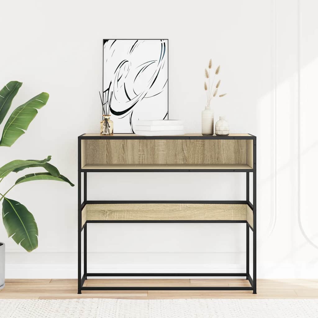 Table console chêne sonoma 90x35x80 cm bois d'ingénierie - XIOS