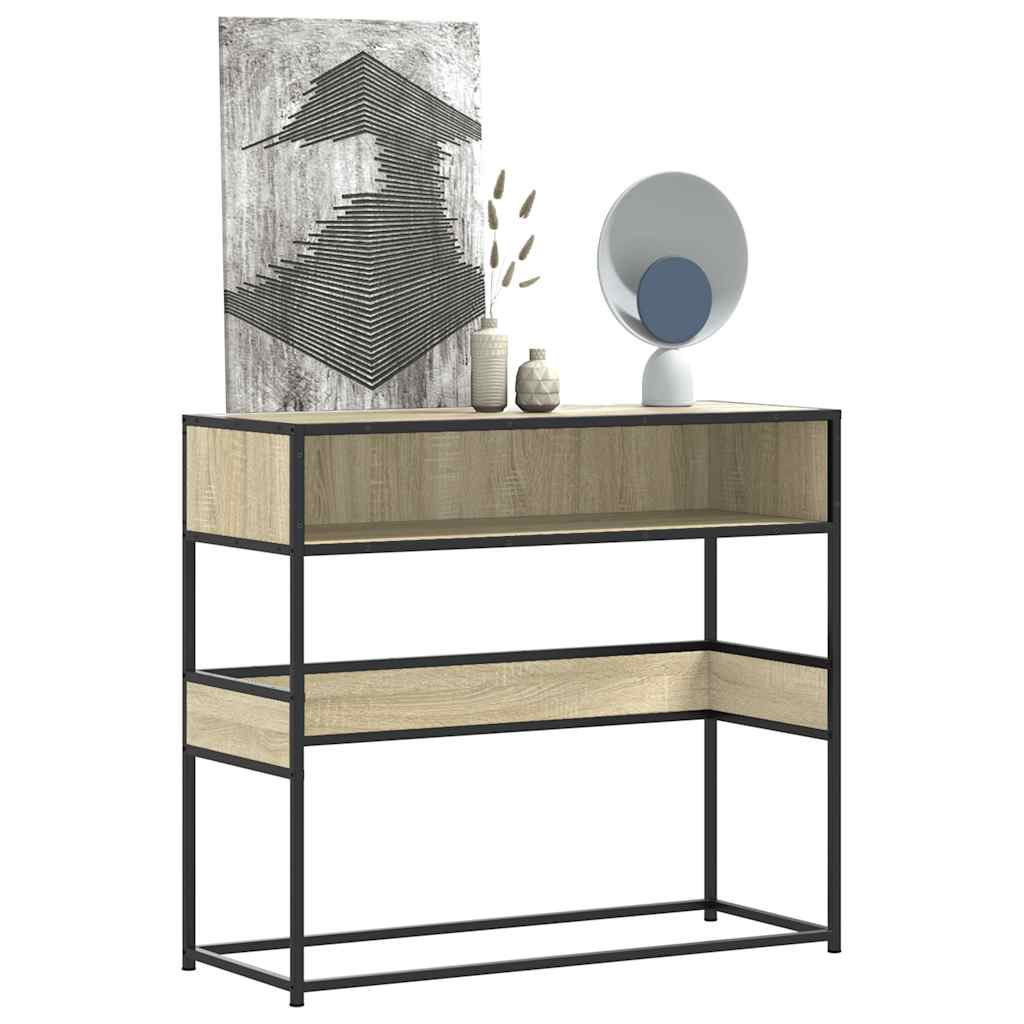 Table console chêne sonoma 90x35x80 cm bois d'ingénierie - XIOS