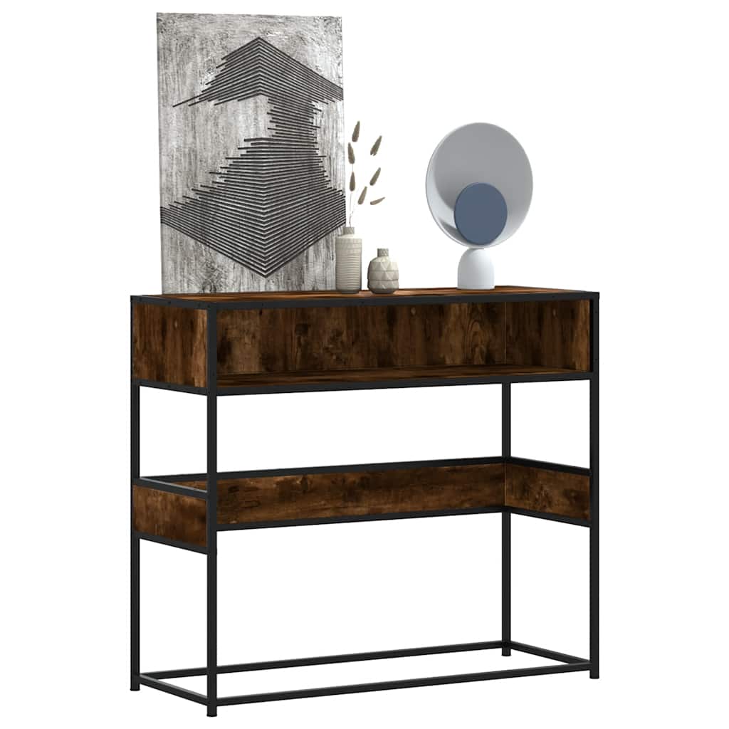 Table console chêne fumé 90x35x80 cm bois d'ingénierie - XIOS