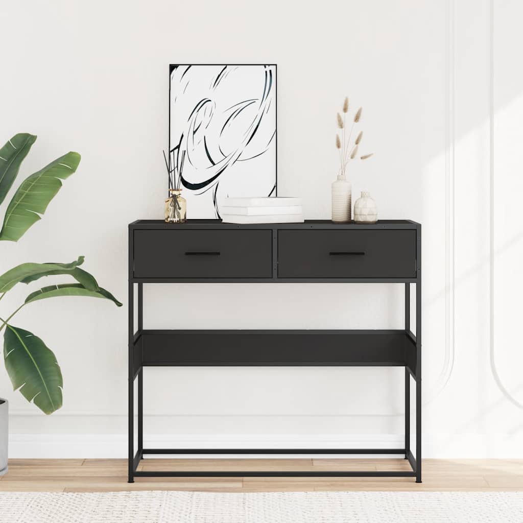 Table console noir 90x35x80 cm bois d'ingénierie - XIOS