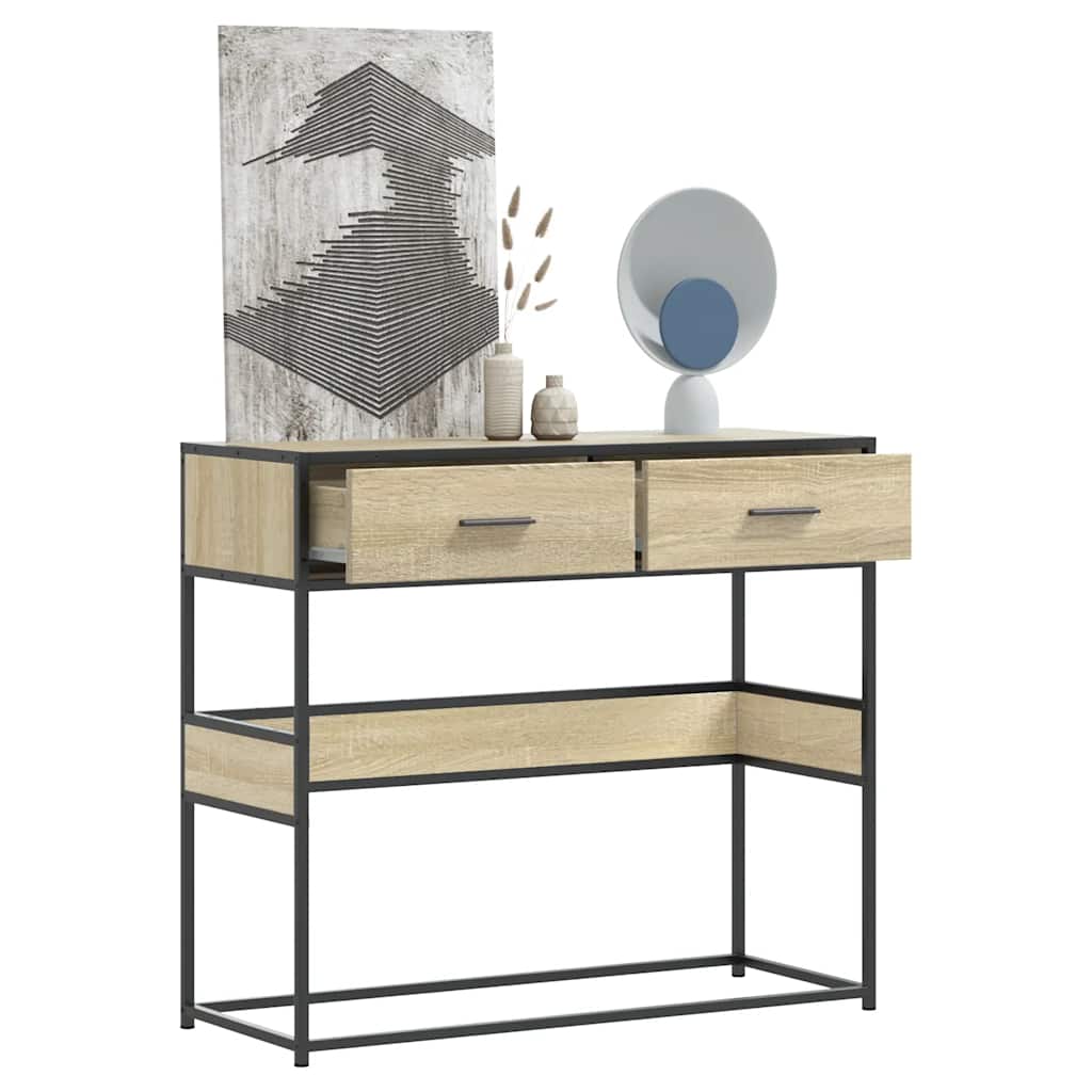Table console chêne sonoma 90x35x80 cm bois d'ingénierie - XIOS