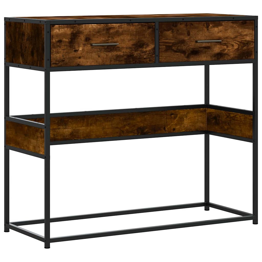 Table console chêne fumé 90x35x80 cm bois d'ingénierie - XIOS