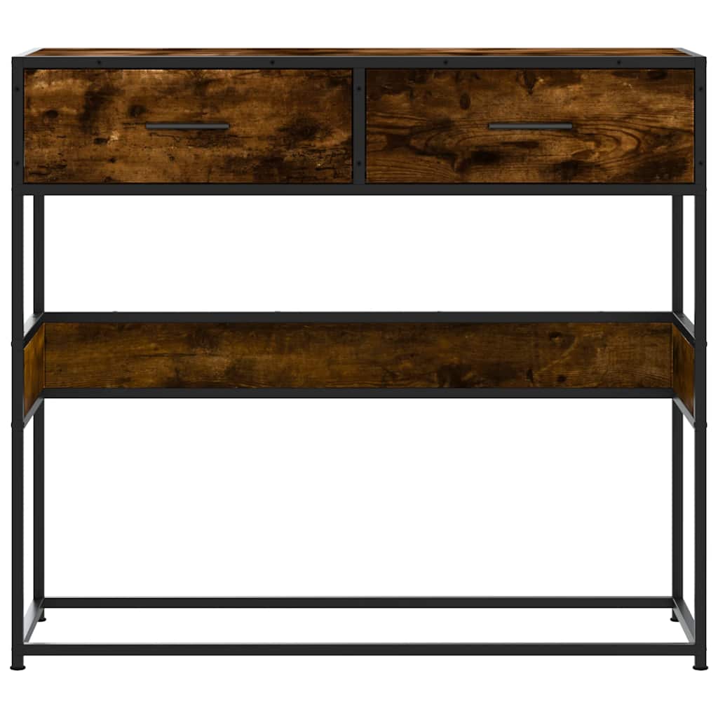 Table console chêne fumé 90x35x80 cm bois d'ingénierie - XIOS