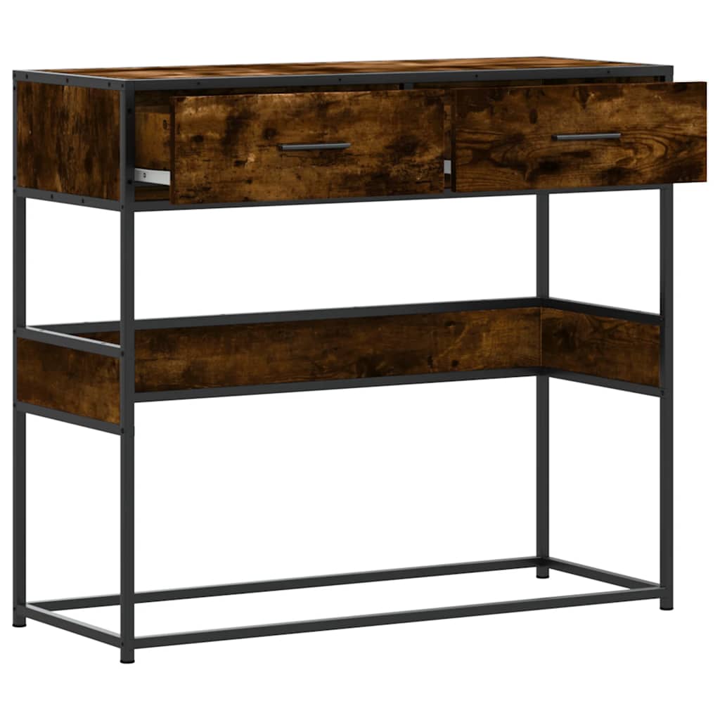 Table console chêne fumé 90x35x80 cm bois d'ingénierie - XIOS