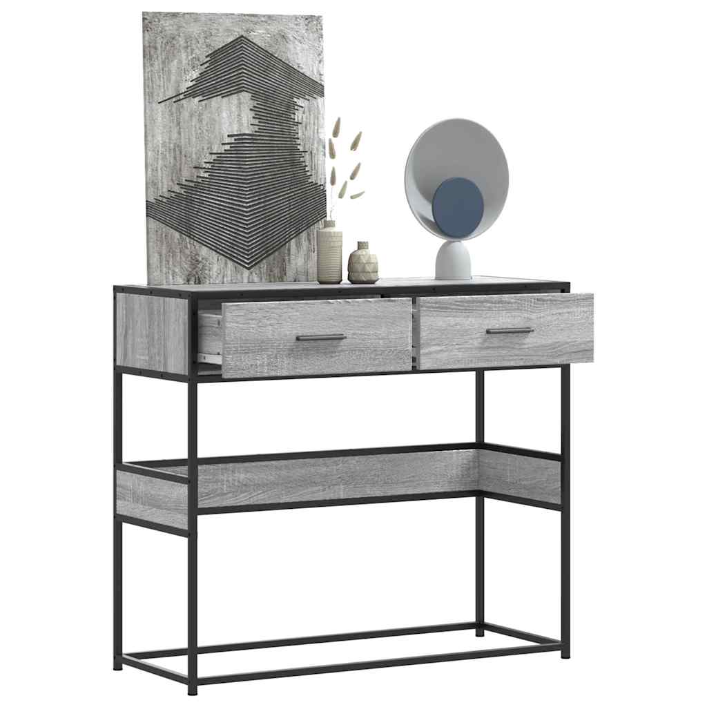 Table console sonoma gris 90x35x80 cm bois d'ingénierie - XIOS