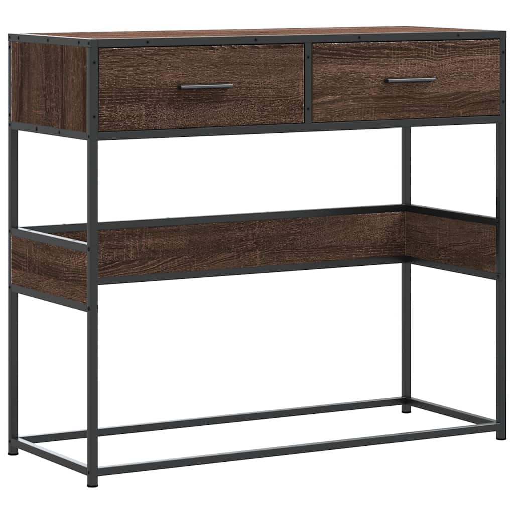 Table console chêne marron 90x35x80 cm bois d'ingénierie - XIOS