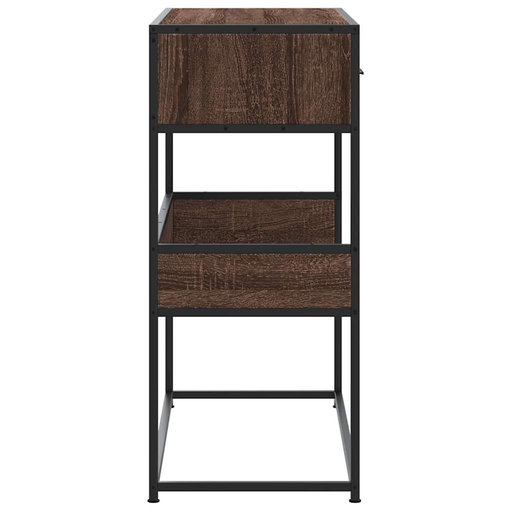 Table console chêne marron 90x35x80 cm bois d'ingénierie - XIOS