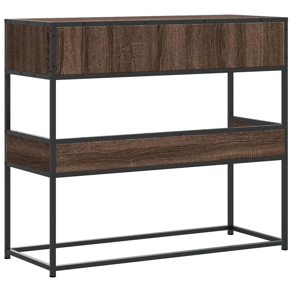 Table console chêne marron 90x35x80 cm bois d'ingénierie - XIOS