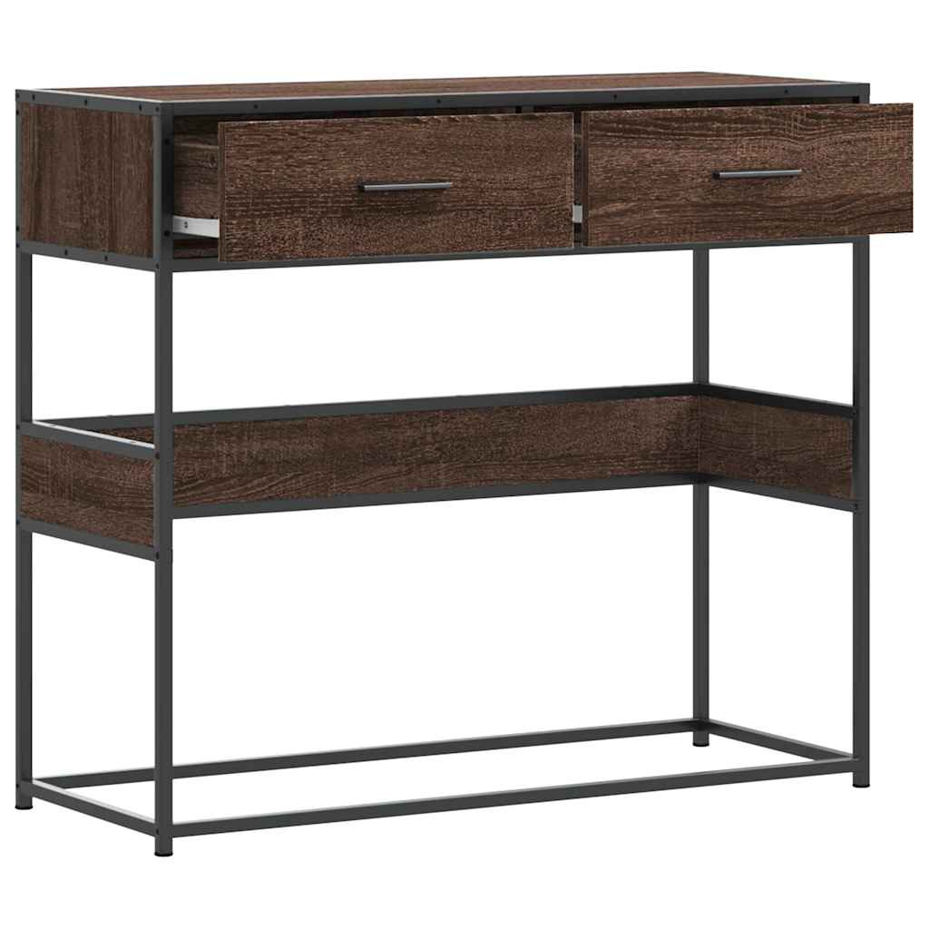 Table console chêne marron 90x35x80 cm bois d'ingénierie - XIOS