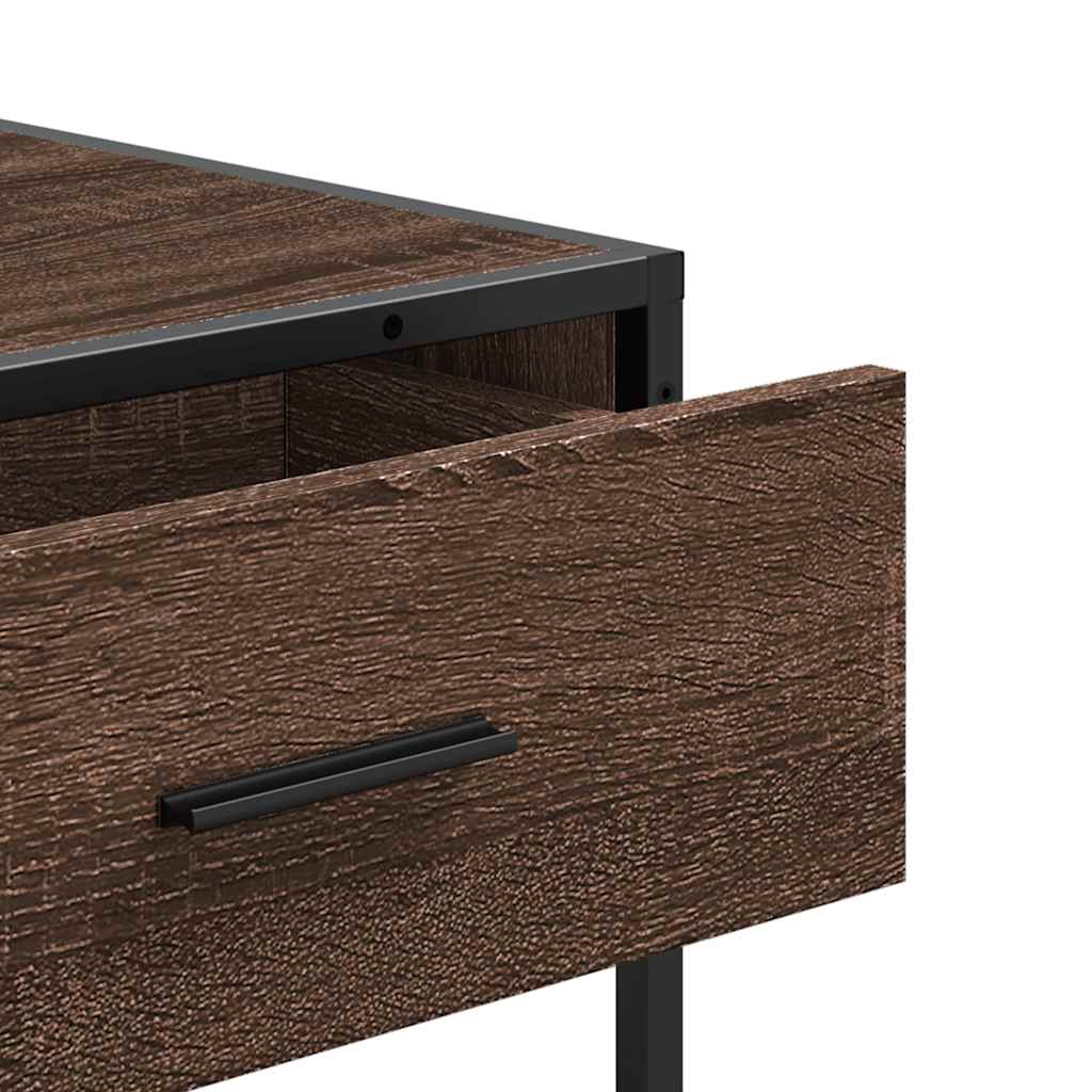 Table console chêne marron 90x35x80 cm bois d'ingénierie - XIOS