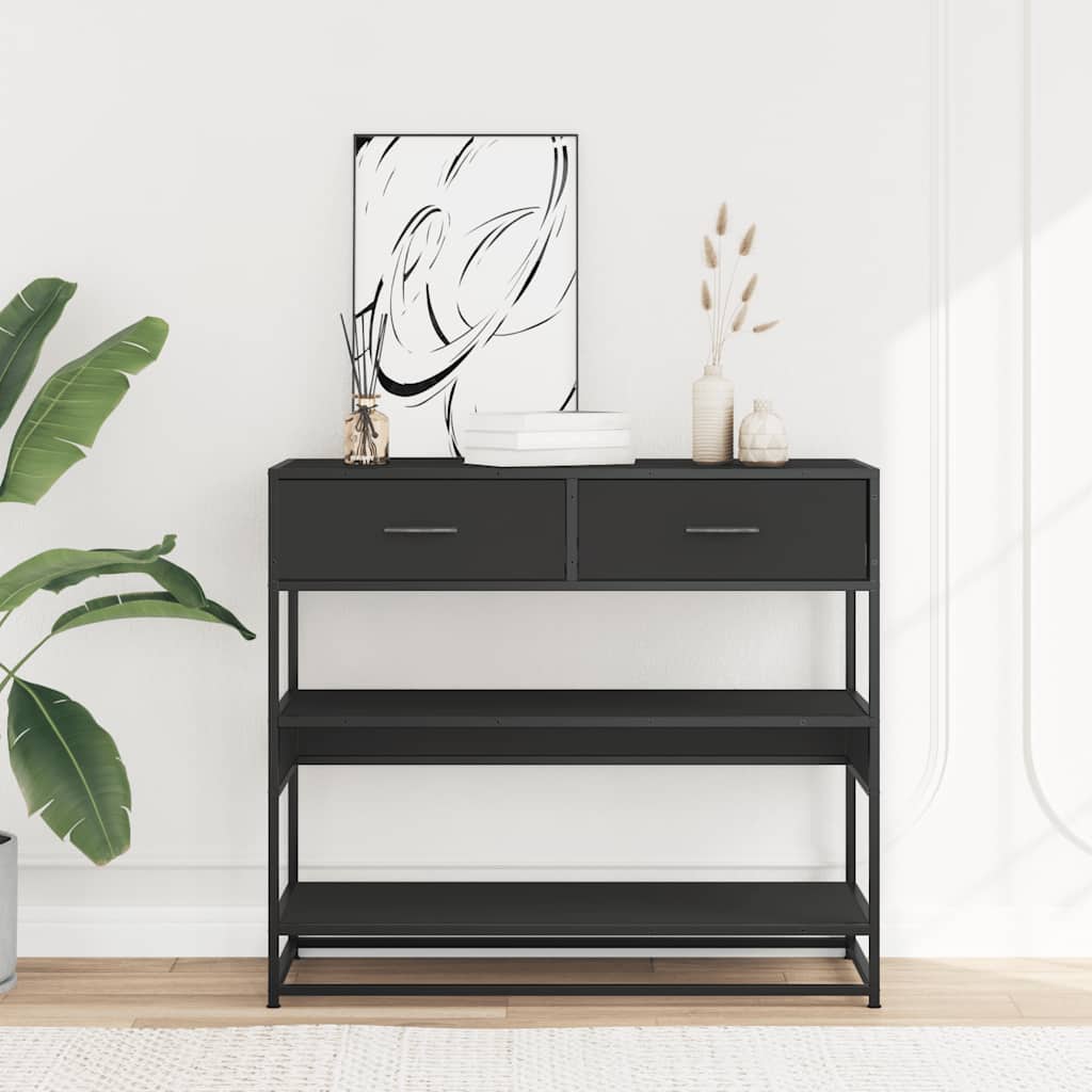 Table console noir 90x35x80 cm bois d'ingénierie - XIOS